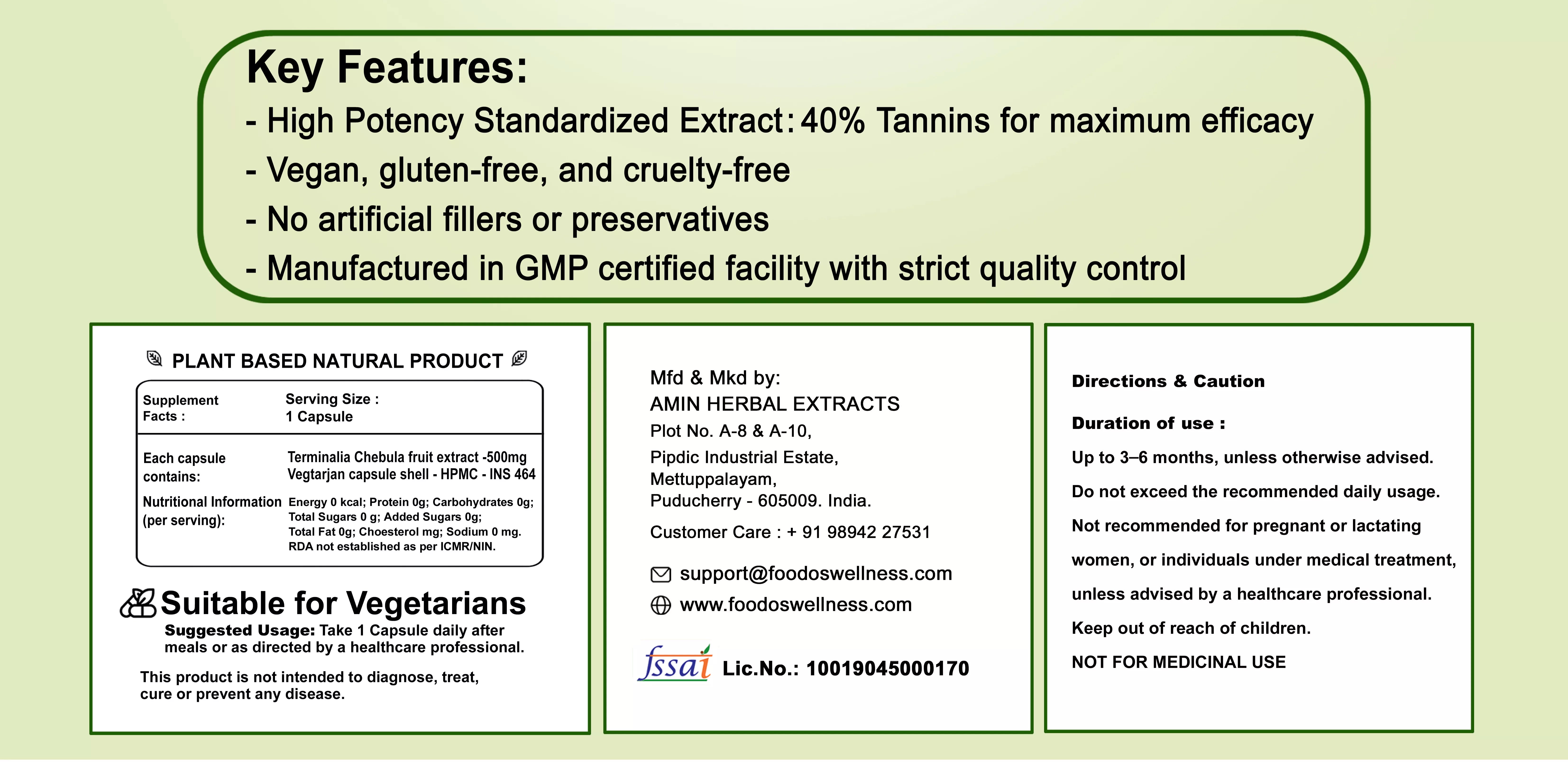 Haritaki / Terminalia Chebula Extract Capsules custom image